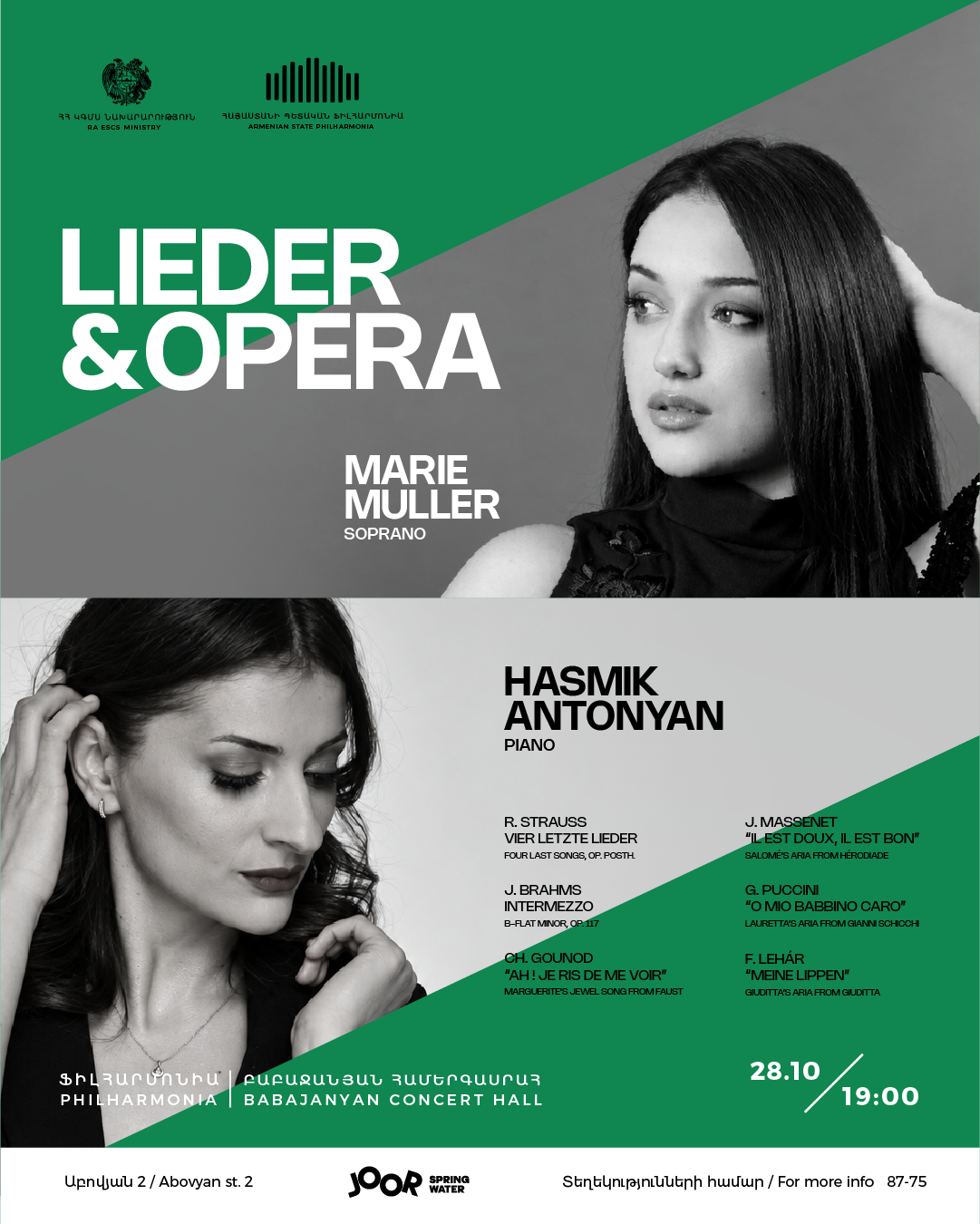 LIEDER & OPERA  MARIE MULLER | soprano HASMIK ANTONYAN | piano